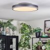 Salmi Plafoniera, Panel LED Grigio, Argento, 1-Luce, Telecomando