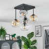 Koyoto Plafoniera, Lampada a sfera Ambrato, Cromo, Chiaro, Grigio fumo, 5-Luci