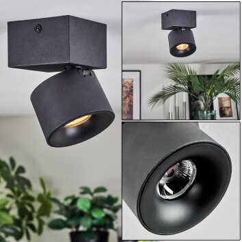 Narel Plafoniera, Faretto da soffitto LED Nero, 1-Luce