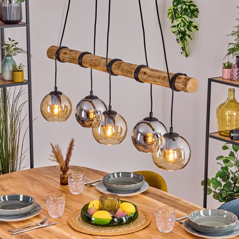 Koyoto Lampadario a sospensione, Lampada a sfera, Lampada a sospensione Écru, Nero, 5-Luci main product photo