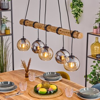 Koyoto Lampadario a sospensione, Lampada a sfera, Lampada a sospensione Écru, Nero, 5-Luci