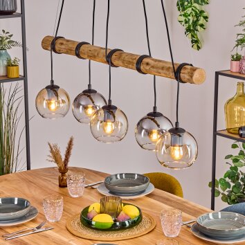 Koyoto Lampadario a sospensione, Lampada a sfera, Lampada a sospensione Écru, Nero, 5-Luci Koyoto Lampadario a sospensione, Lampada a sfera, Lampada a sospensione Écru, Nero, 5-Luci