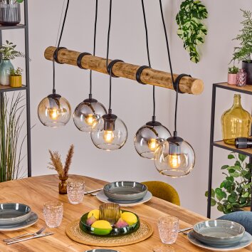 Koyoto Lampadario a sospensione, Lampada a sfera, Lampada a sospensione Écru, Nero, 5-Luci Koyoto Lampadario a sospensione, Lampada a sfera, Lampada a sospensione Écru, Nero, 5-Luci