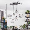 Koyoto Lampadario a sospensione, Lampada a sfera, Lampada a sospensione Chiaro, Grigio fumo, 6-Luci