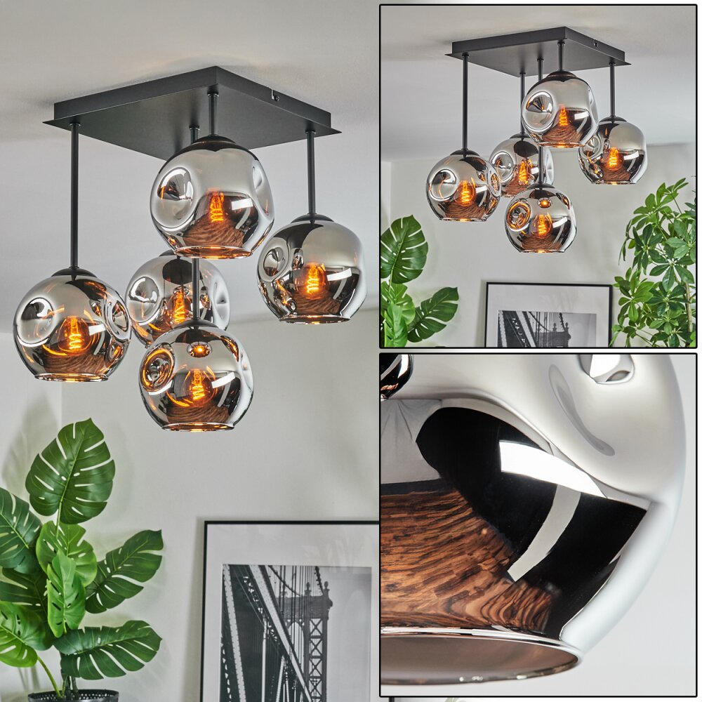 Ripoll Plafoniera, Lampada a sfera Cromo, Grigio fumo, 5-Luci main product photo