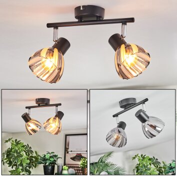 Saire Plafoniera, Faretto da soffitto Cromo, Nero, 2-Luci