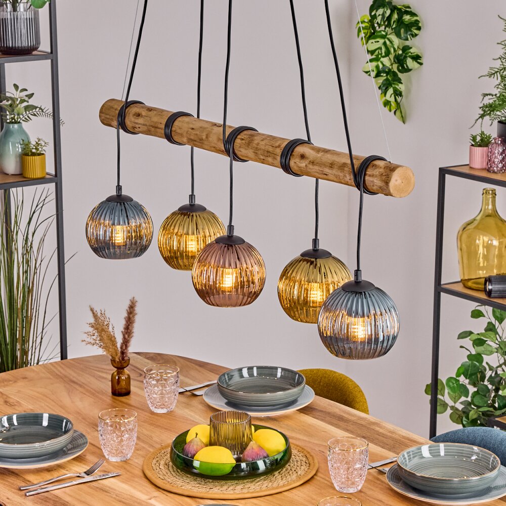 Koyoto Lampadario a sospensione, Lampada a sfera, Lampada a sospensione Écru, Nero, 5-Luci main product photo