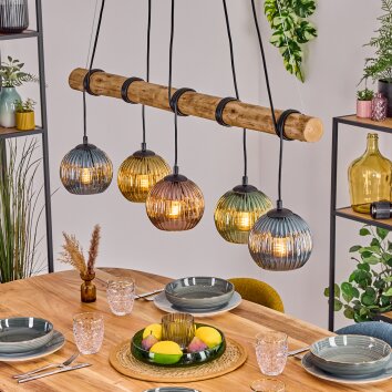 Koyoto Lampadario a sospensione, Lampada a sfera, Lampada a sospensione Écru, Nero, 5-Luci Koyoto Lampadario a sospensione, Lampada a sfera, Lampada a sospensione Écru, Nero, 5-Luci