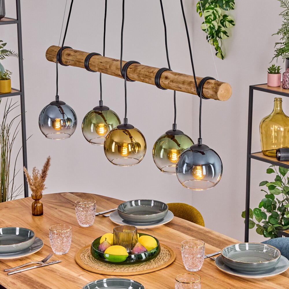 Koyoto Lampadario a sospensione, Lampada a sfera, Lampada a sospensione Écru, Nero, 5-Luci main product photo