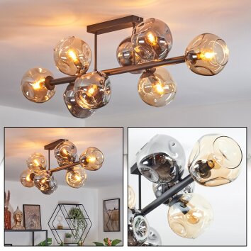 Ripoll Plafoniera, Lampada a sfera Ambrato, Grigio fumo, 8-Luci