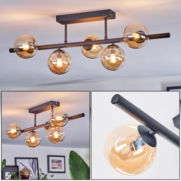 Chehalis Plafoniera, Lampada a sfera Ambrato, 5-Luci