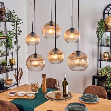 Koyoto Lampadario a sospensione, Lampada a sfera, Lampada a sospensione Ambrato, Chiaro, 6-Luci