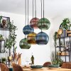 Koyoto Lampadario a sospensione, Lampada a sfera, Lampada a sospensione Blu, Oro, Verde, Ramato, 6-Luci