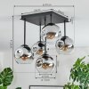 Ripoll Plafoniera, Lampada a sfera Cromo, Chiaro, Grigio fumo, 5-Luci