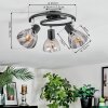 Saire Plafoniera, Faretto da soffitto Cromo, Nero, 3-Luci