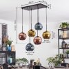 Koyoto Lampadario a sospensione, Lampada a sfera, Lampada a sospensione Blu, Oro, Ramato, 6-Luci