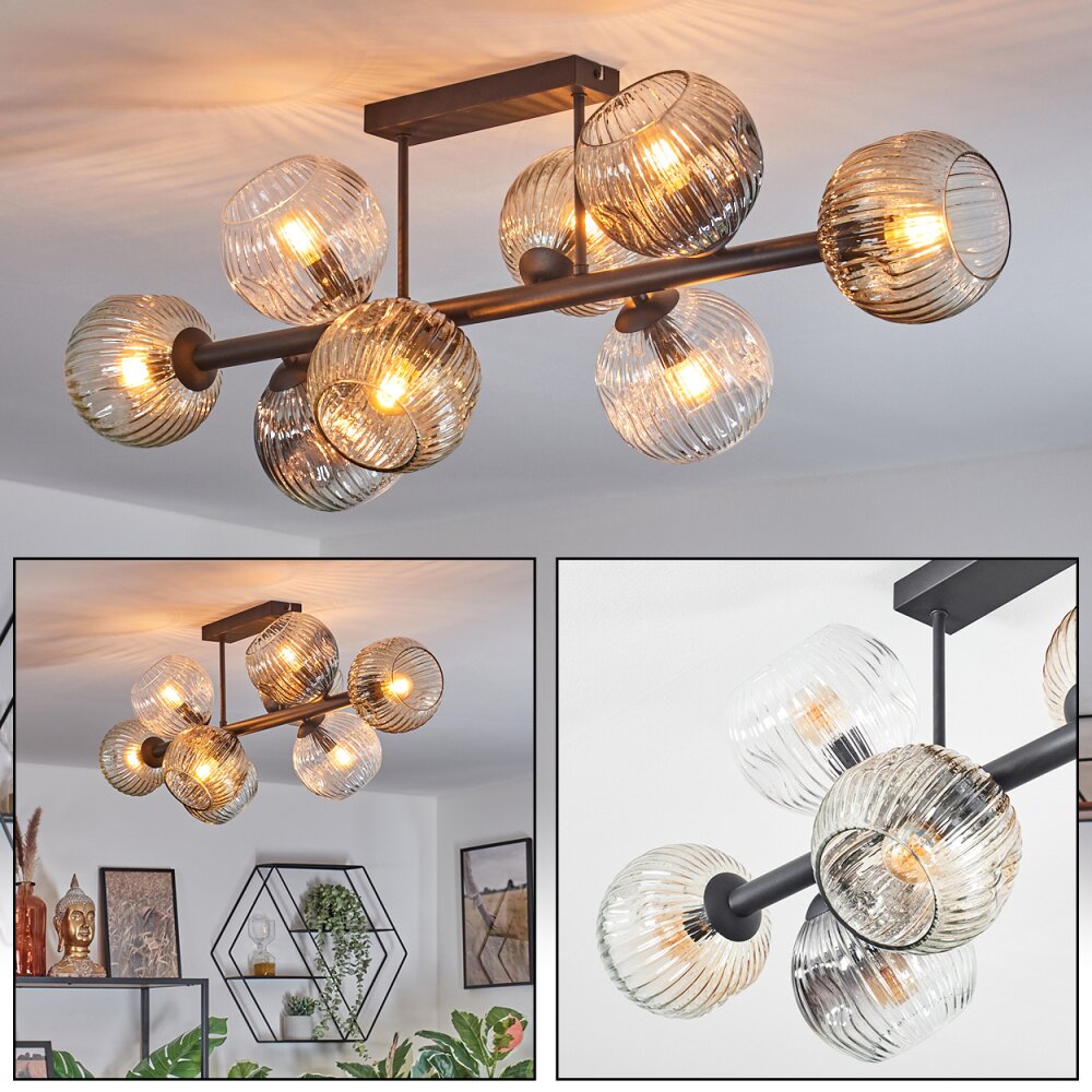 Ripoll Plafoniera, Lampada a sfera Ambrato, Chiaro, Grigio fumo, 8-Luci main product photo