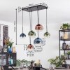 Koyoto Lampadario a sospensione, Lampada a sfera, Lampada a sospensione Blu, Verde, Chiaro, Ramato, 6-Luci