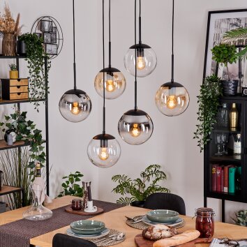 Gastor Lampadario a sospensione, Lampada a sfera, Lampada a sospensione Ambrato, Chiaro, Grigio fumo, 6-Luci Gastor Lampadario a sospensione, Lampada a sfera, Lampada a sospensione Ambrato, Chiaro, Grigio fumo, 6-Luci