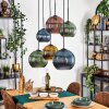 Koyoto Lampadario a sospensione, Lampada a sfera, Lampada a sospensione Blu, Oro, Verde, Ramato, 6-Luci
