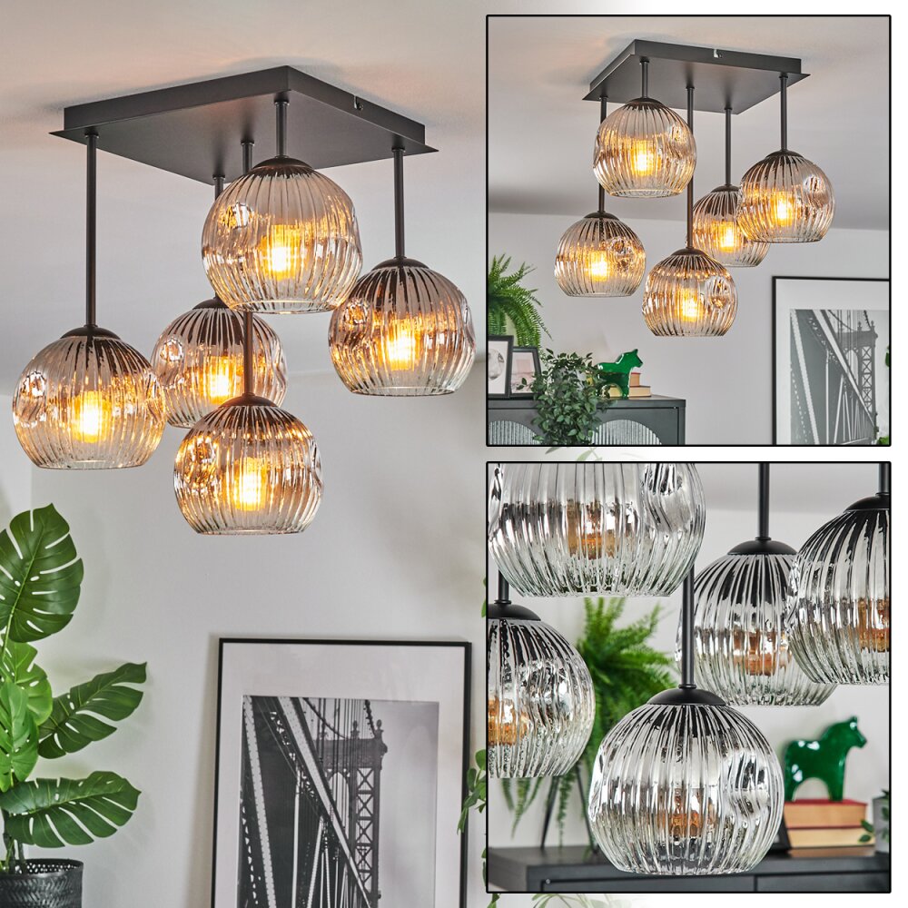 Ripoll Plafoniera, Lampada a sfera Cromo, Chiaro, Grigio fumo, 5-Luci main product photo