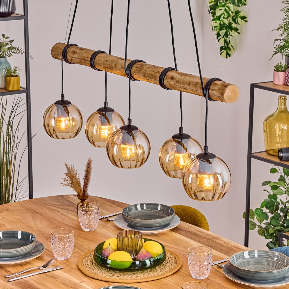 Koyoto Lampadario a sospensione, Lampada a sfera, Lampada a sospensione Écru, Nero, 5-Luci main product photo