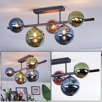 Chehalis Plafoniera, Lampada a sfera Blu, Verde, Ramato, 5-Luci