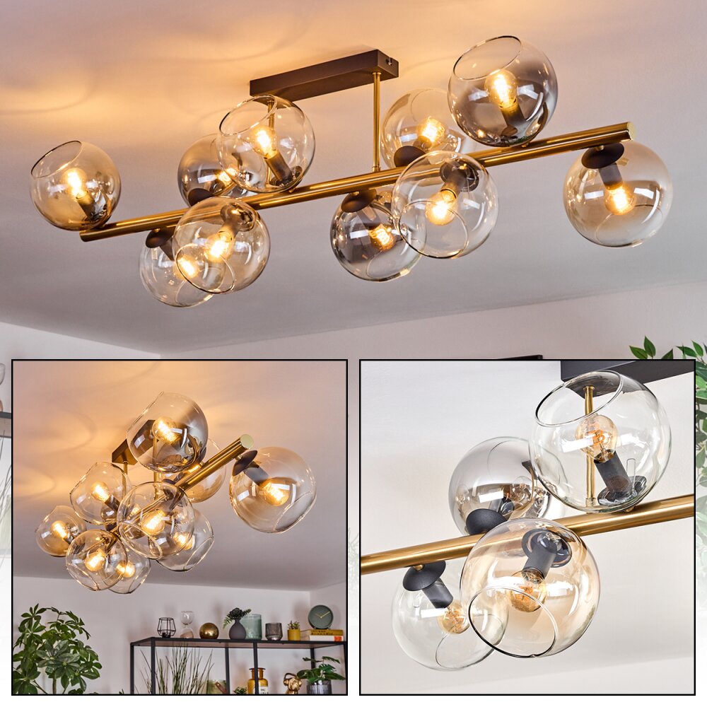Koyoto Plafoniera, Lampada a sfera Oro, Nero, 10-Luci main product photo