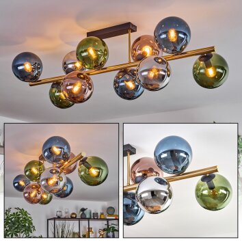 Gastor Plafoniera, Lampada a sfera Oro, Nero, 10-Luci