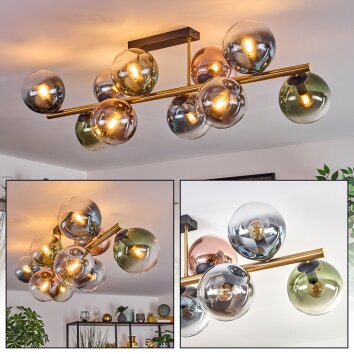 Gastor Plafoniera, Lampada a sfera Oro, Nero, 10-Luci
