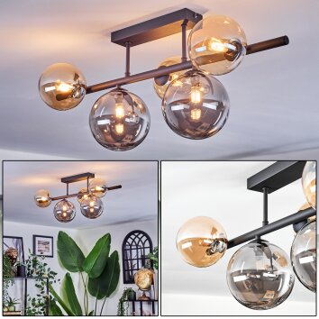 Chehalis Plafoniera, Lampada a sfera Nero, 5-Luci