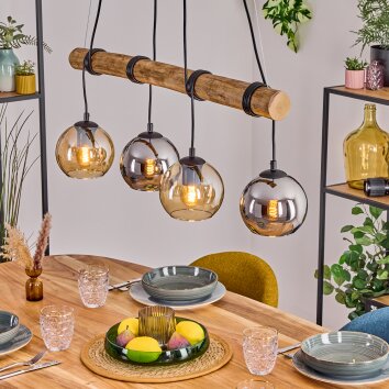 Koyoto Lampadario a sospensione, Lampada a sfera, Lampada a sospensione Écru, Nero, 4-Luci Koyoto Lampadario a sospensione, Lampada a sfera, Lampada a sospensione Écru, Nero, 4-Luci