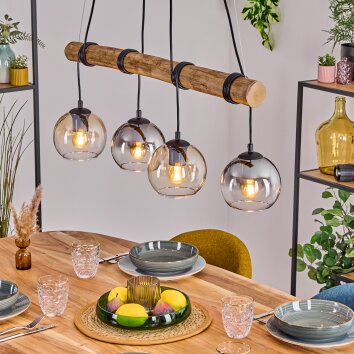 Koyoto Lampadario a sospensione, Lampada a sfera, Lampada a sospensione Écru, Nero, 4-Luci Koyoto Lampadario a sospensione, Lampada a sfera, Lampada a sospensione Écru, Nero, 4-Luci