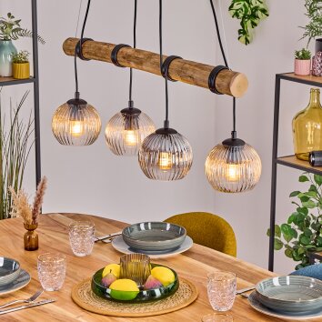 Koyoto Lampadario a sospensione, Lampada a sfera, Lampada a sospensione Écru, Nero, 4-Luci Koyoto Lampadario a sospensione, Lampada a sfera, Lampada a sospensione Écru, Nero, 4-Luci