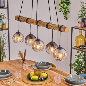 Koyoto Lampadario a sospensione, Lampada a sfera, Lampada a sospensione Écru, Nero, 5-Luci Koyoto Lampadario a sospensione, Lampada a sfera, Lampada a sospensione Écru, Nero, 5-Luci