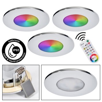 Paron Plafoniera da incasso, Faretto da soffitto, Lampada da incasso LED Cromo, 3-Luci, Telecomando
