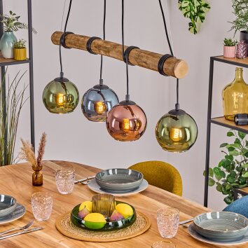 Koyoto Lampadario a sospensione, Lampada a sfera, Lampada a sospensione Écru, Nero, 4-Luci Koyoto Lampadario a sospensione, Lampada a sfera, Lampada a sospensione Écru, Nero, 4-Luci