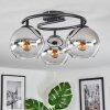 Koyoto Plafoniera, Lampada a sfera Cromo, Chiaro, Grigio fumo, 3-Luci
