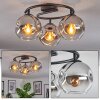 Ripoll Plafoniera, Lampada a sfera Cromo, Chiaro, Grigio fumo, 3-Luci