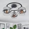 Ripoll Plafoniera, Lampada a sfera Cromo, Chiaro, Grigio fumo, 3-Luci