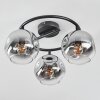 Ripoll Plafoniera, Lampada a sfera Cromo, Chiaro, Grigio fumo, 3-Luci