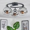 Ripoll Plafoniera, Lampada a sfera Cromo, Chiaro, Grigio fumo, 3-Luci