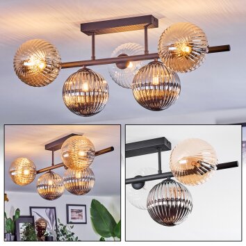 Chehalis Plafoniera, Lampada a sfera Nero, 5-Luci