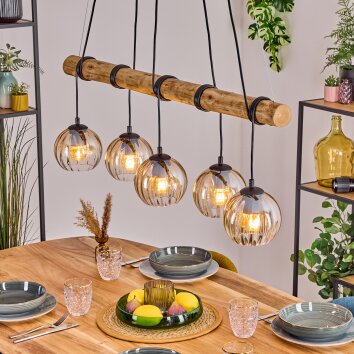 Koyoto Lampadario a sospensione, Lampada a sfera, Lampada a sospensione Écru, Nero, 5-Luci Koyoto Lampadario a sospensione, Lampada a sfera, Lampada a sospensione Écru, Nero, 5-Luci
