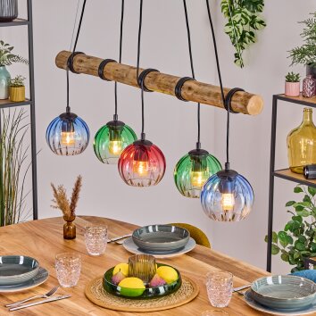 Koyoto Lampadario a sospensione, Lampada a sfera, Lampada a sospensione Écru, Nero, 5-Luci Koyoto Lampadario a sospensione, Lampada a sfera, Lampada a sospensione Écru, Nero, 5-Luci