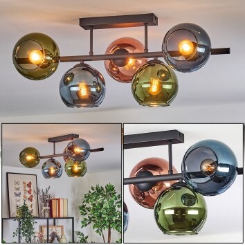 Koyoto Plafoniera, Lampada a sfera Blu, Verde, Ramato, 5-Luci