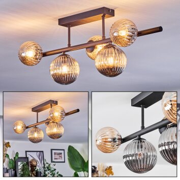 Chehalis Plafoniera, Lampada a sfera Ambrato, Grigio fumo, 5-Luci