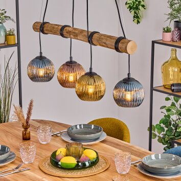 Koyoto Lampadario a sospensione, Lampada a sfera, Lampada a sospensione Écru, Nero, 4-Luci Koyoto Lampadario a sospensione, Lampada a sfera, Lampada a sospensione Écru, Nero, 4-Luci
