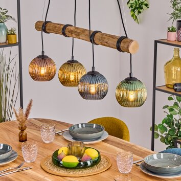 Koyoto Lampadario a sospensione, Lampada a sfera, Lampada a sospensione Écru, Nero, 4-Luci Koyoto Lampadario a sospensione, Lampada a sfera, Lampada a sospensione Écru, Nero, 4-Luci