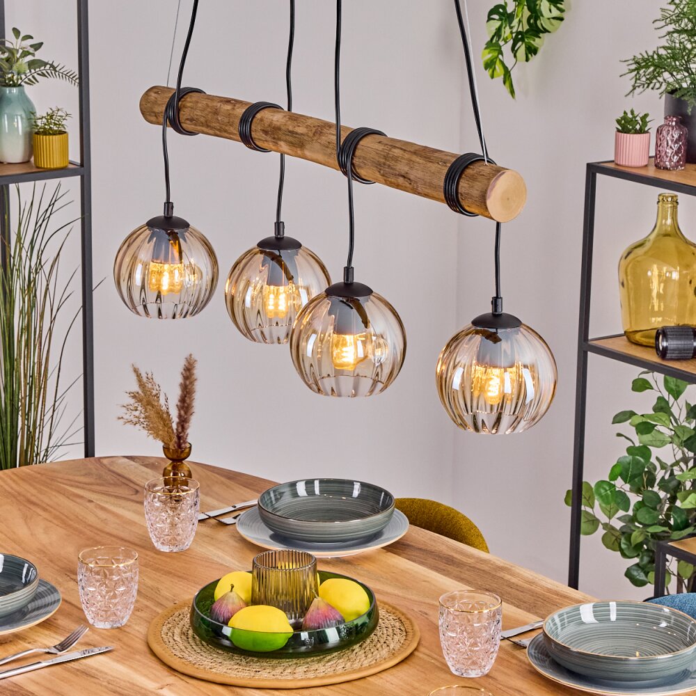 Koyoto Lampadario a sospensione, Lampada a sfera, Lampada a sospensione Écru, Nero, 4-Luci main product photo
